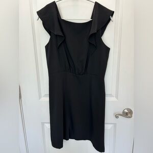 LOFT Black Ruffle Mini Dress